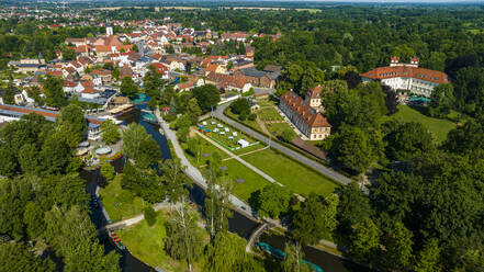 Aerial of Luebbenau, UNESCO Biosphere Reserve, Spree Forest, Brandenburg, Germany, Europe - RHPLF27647