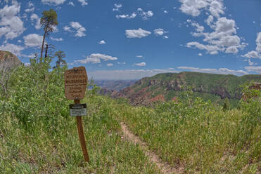 Schild zur Markierung der Grenze der Saddle Mountain Wilderness, die an den Grand Canyon National Park grenzt, Arizona, Vereinigte Staaten von Amerika, Nordamerika - RHPLF27717