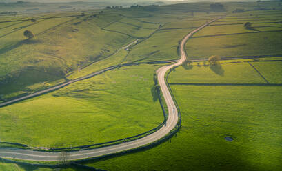 Aerial view of A623 near Tideswell, Peak District National Park, Derbyshire, England, United Kingdom, Europe - RHPLF27824