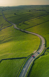 Aerial view of A623 near Tideswell, Peak District National Park, Derbyshire, England, United Kingdom, Europe - RHPLF27826