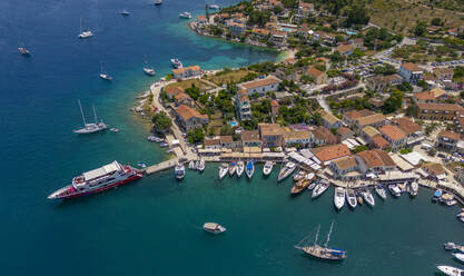 Aerial view of coastline near Zola, Kefalonia, Ionian Islands, Greek Islands, Greece, Europe - RHPLF27836