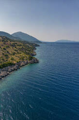 Aerial view of coastline near Zola, Kefalonia, Ionian Islands, Greek Islands, Greece, Europe - RHPLF27840