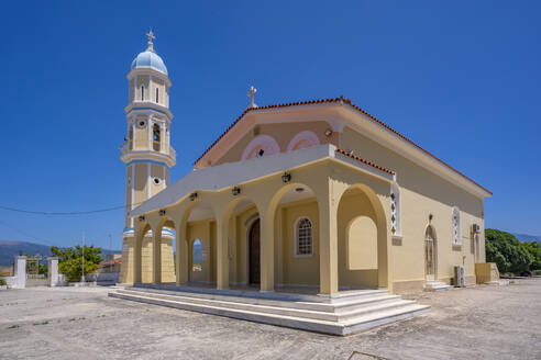 View of typical Greek Orthodox Church near Lakithra, Kefalonia, Ionian Islands, Greek Islands, Greece, Europe - RHPLF27852