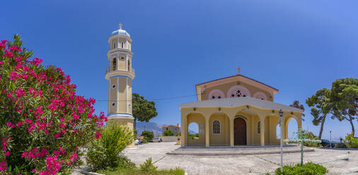 View of typical Greek Orthodox Church near Lakithra, Kefalonia, Ionian Islands, Greek Islands, Greece, Europe - RHPLF27858