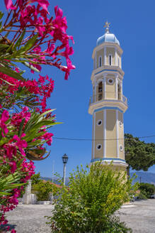 View of typical Greek Orthodox Church near Lakithra, Kefalonia, Ionian Islands, Greek Islands, Greece, Europe - RHPLF27859