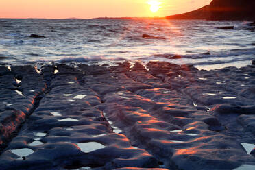 Sunset from Dunraven Bay, Southerndown, Glamorgan Heritage Coast, South Wales, United Kingdom, Europe - RHPLF27974