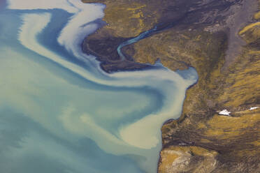 Aerial abstract view of Icelandic river, Iceland, Polar Regions - RHPLF27992