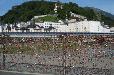 Padlocks on the bridge, Salzburg, Austria, Europe - RHPLF28028