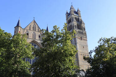 Belgien, Westflandern, Brügge, St. Salvator-Kathedrale mit Bäumen im Vordergrund - JTF02375