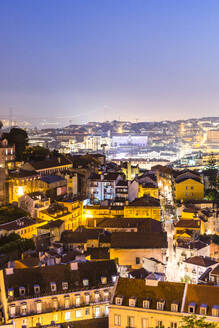 Portugal, Lisbon District, Lisbon, Long exposure of various residential buildings at dusk - EGBF00929