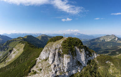 Austria, Salzburger Land, Drone view of summit cross on Gruberhorn mountain - WWF06476