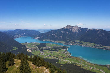 Österreich, Salzburger Land, Drohnenblick von der Bleckwand zum Wolfgangsee - WWF06522