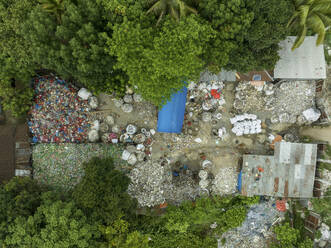 Aerial view of a people working in a plastic Waste treatment plant, Tangail, Bangladesh. - AAEF21989