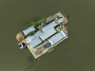 Aerial view of worst flood affected village, Nikli, Kishoreganj, Bangladesh. - AAEF22042