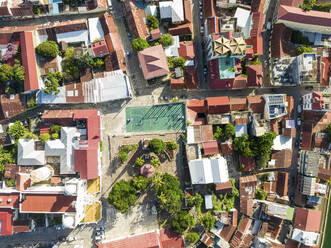 Aerial View of basketball court, Island of Flores, Guatemala. - AAEF22057