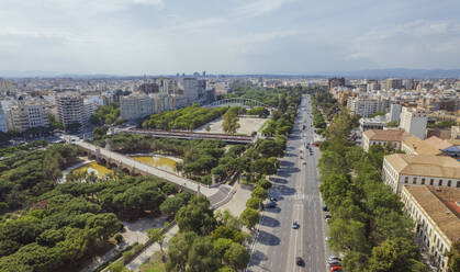 Aerial view of Pont de la Mar in Turia Park, Valencia, Spain. - AAEF22076