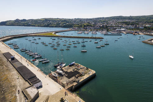 Aerial Drone View of Howth Harbour with Sailing Boats, Dublin, Ireland. - AAEF22127