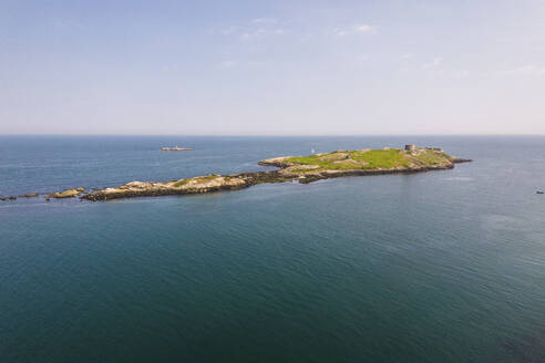 Aerial Drone View of Dalkey Island in the Sea, Dublin Region, Ireland. - AAEF22132