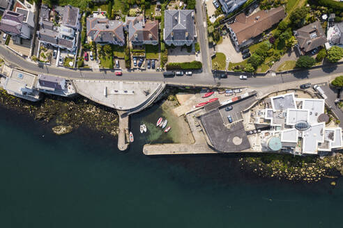 Aerial Top Down View of Seaside of Dalkey Village, Near to Dublin, Ireland. - AAEF22135