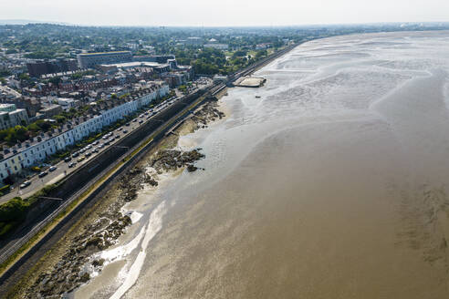 Aerial Drone View of Blackrock Seafront, Dublin, Ireland. - AAEF22140