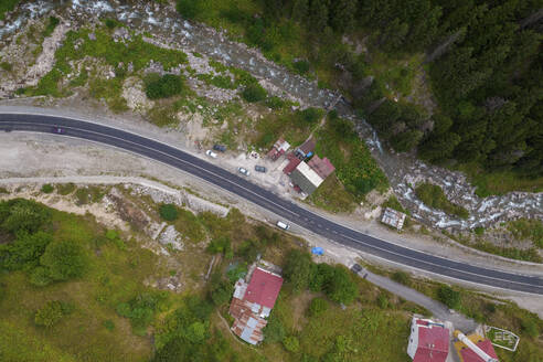 Aerial Top Down View of Mountain Road in Anatolia, Turkey. - AAEF22163