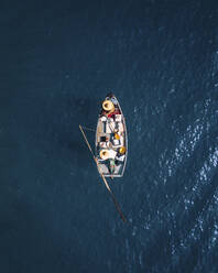 Aerial view of people on a boat off Lantau island, Cheung sha Beach, Hong Kong. - AAEF22183