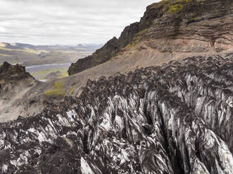 Aerial view of Eyjafjoll glacier in Hvolsvollur, Southern Region, Iceland. - AAEF22301