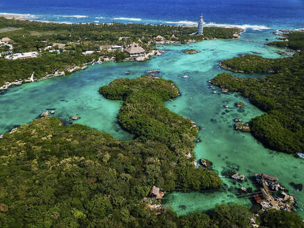 Aerial view of Xel Ha, in the Riviera Maya, Quintana Roo, Mexico. - AAEF22855