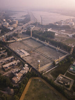 Aerial view of Mosque in Hyderabad, Sindh, Pakistan. - AAEF22864