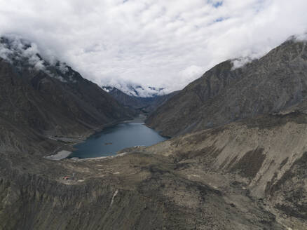 Aerial view of Sadpara Lake in Skardu, Himalayas, Gilgit Baltistan, Pakistan. - AAEF22877