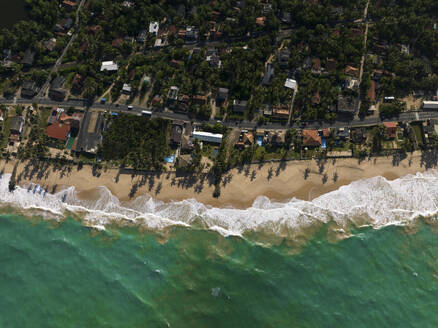 Aerial view of tropical beach in Hikkaduwa, Sri Lanka. - AAEF22881