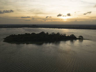 Aerial view of island in a lake close to Anuradhapura, Sri Lanka. - AAEF22882