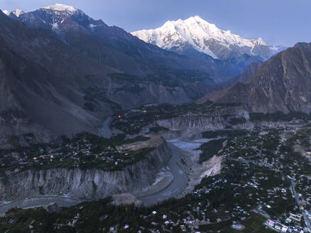 Aerial view of Mount Rakaposhi, in the Karakoram range, Hunza Valley, Pakistan. - AAEF22896