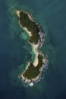 Aerial view of Ksamil islands in Saranda, albanian Riviera, Albania. - AAEF22898