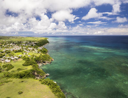 Aerial Drone View of the North Coast of Barbados, The village of Crab Hill in St Lucy enjoys Atlantic breezes all through the year, Saint Lucy, Barbados. - AAEF22932