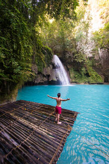 Kawasan waterfalls located on Cebu Island, Philippines - Beautiful waterfall in the jungle - DMDF04900