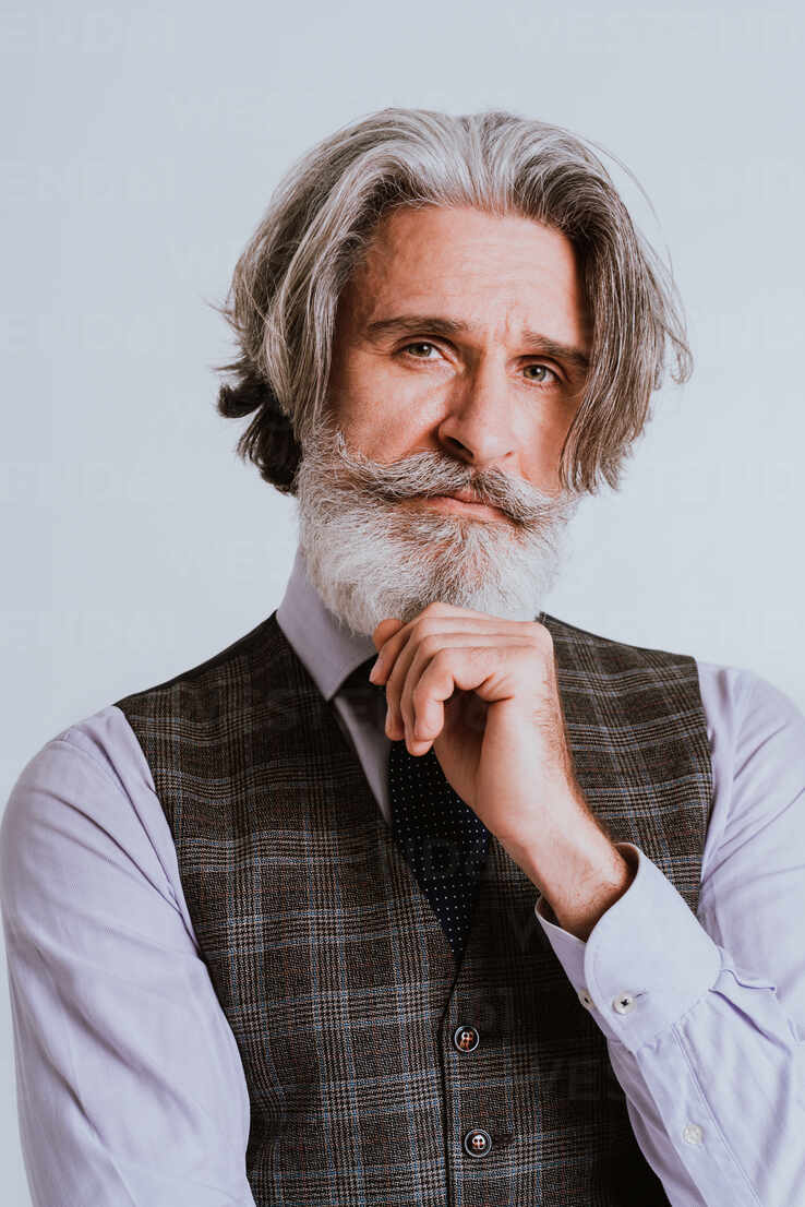 Senior hipster man with stylish suit portrait stock photo