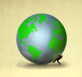 Illustration des Planeten Erde, der den Menschen erdrückt - GWAF00326