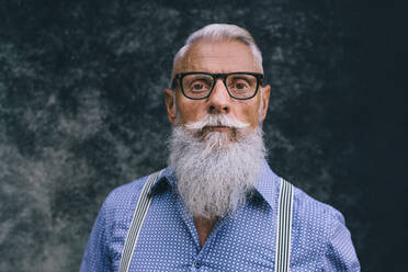 Senior hipster man with stylish suit portrait stock photo