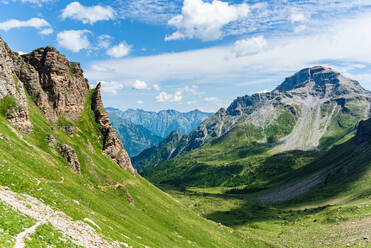 Stunning view of rugged alpine peaks along Passo Valtendra trail between Alpe Veglia and Alpe Devero in Piedmont, Italy - RHPLF28203