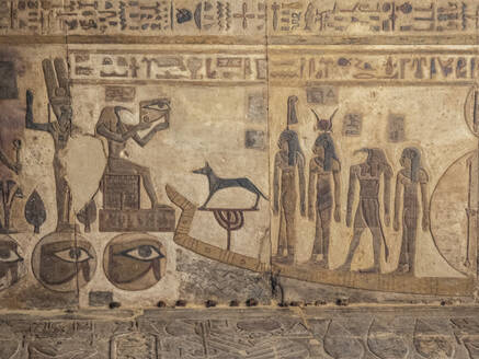 Relief in the Temple of Hathor, which began construction in 54 BCE, part of the Dendera Temple complex, Dendera, Egypt, North Africa, Africa - RHPLF28236
