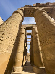 Erkunden Sie die Größe der Großen Hypostyle-Halle im Karnak-Tempelkomplex, einer UNESCO-Weltkulturerbestätte in Luxor, Ägypten - RHPLF28320