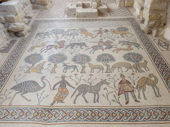 Mosaic floor in the Diaconicon-Baptistery from Byzantine times that stands on the top of Mount Nebo, Jordan, Middle East - RHPLF28412