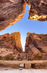 The Siq, entrance to Petra Archaeological Park, UNESCO World Heritage Site, one of the New Seven Wonders of the World, Petra, Jordan, Middle East - RHPLF28413