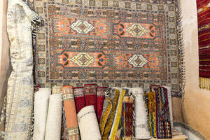 Traditional handmade carpets for sale, Atlas mountains, Ouarzazate province, Morocco, North Africa, Africa - RHPLF28504