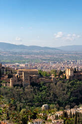 Alhambra Palace, UNESCO World Heritage Site, viewed on a sunny day, Granada, Andalusia, Spain, Europe - RHPLF28535