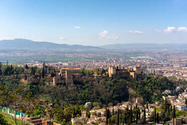 Alhambra Palace, UNESCO World Heritage Site, viewed on a sunny day, Granada, Andalusia, Spain, Europe - RHPLF28537