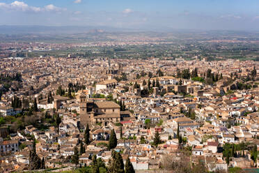 Granada city viewed on a sunny day from a viewpoint, Granada, Andalusia, Spain, Europe - RHPLF28538