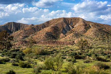 Tabernas desert landscape on a sunny day, Almeria, Andalusia, Spain, Europe - RHPLF28550