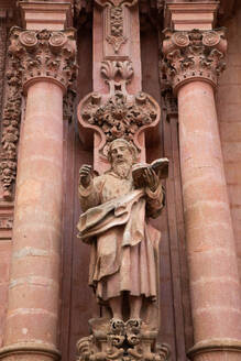 Sculpture of Saint Paul, Facade, Church of Santa Prisca de Taxco, founded 1751, UNESCO World Heritage Site, Taxco, Guerrero, Mexico, North America - RHPLF28591